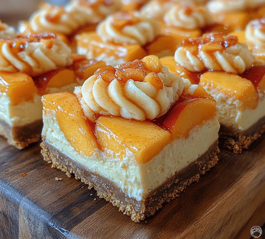 If you’re on the hunt for a dessert that embodies the essence of summer while also delivering indulgent flavors, look no further than these Decadent Peach Cream Cheesecake Bars. This delightful treat is a harmonious blend of creamy cheesecake, fresh peaches, and a buttery graham cracker crust. The result is a dessert that’s not only visually appealing but also offers a delightful combination of textures and flavors. The smoothness of the cheesecake filling contrasts beautifully with the juicy sweetness of ripe peaches, all resting on a sturdy base that holds everything together.