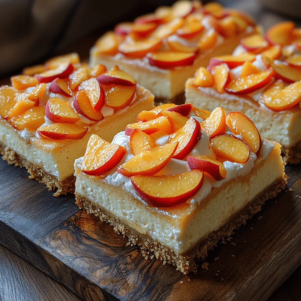If you’re on the hunt for a dessert that embodies the essence of summer while also delivering indulgent flavors, look no further than these Decadent Peach Cream Cheesecake Bars. This delightful treat is a harmonious blend of creamy cheesecake, fresh peaches, and a buttery graham cracker crust. The result is a dessert that’s not only visually appealing but also offers a delightful combination of textures and flavors. The smoothness of the cheesecake filling contrasts beautifully with the juicy sweetness of ripe peaches, all resting on a sturdy base that holds everything together.