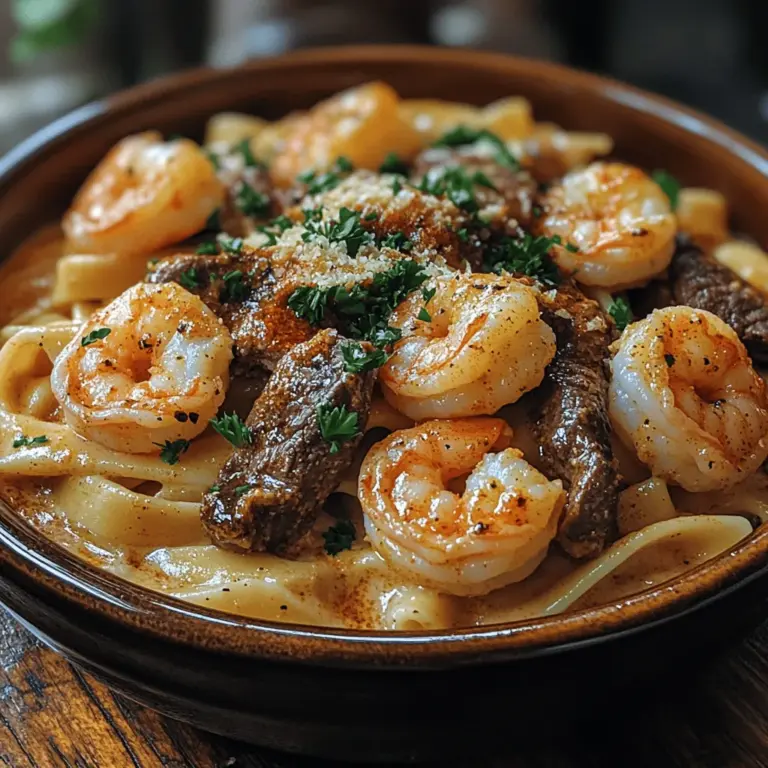 Are you ready to elevate your pasta night with a dish that perfectly marries the bold flavors of Cajun cuisine with the creamy indulgence of Alfredo sauce? Welcome to the world of Spicy Cajun Delight: Shrimp & Steak Alfredo Pasta. This dish is a celebration of culinary fusion that brings together the juicy, savory goodness of shrimp and steak, enveloped in a rich, homemade Alfredo sauce that’s simply irresistible.