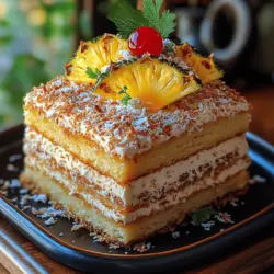 Welcome to a slice of paradise with our Tropical Paradise Pineapple Coconut Cream Cake! This delightful dessert is a celebration of the vibrant and refreshing flavors of the tropics, combining the sweetness of pineapple with the creamy richness of coconut. Ideal for special occasions such as birthdays, summer parties, or holiday gatherings, this cake promises to impress your guests and delight your taste buds.