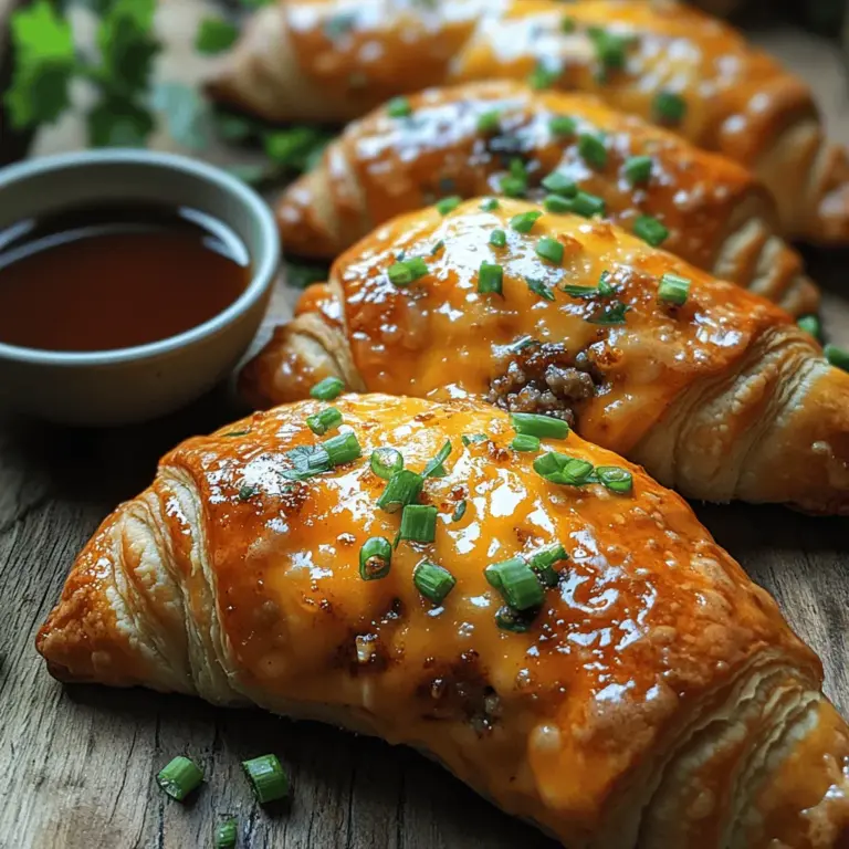 Savory Breakfast Sausage Crescent Rolls are a delightful fusion of rich, seasoned sausage and flaky pastry, encased in a golden-brown crescent roll. This dish is not just a meal; it’s an experience that brings together comforting and satisfying flavors, making it a beloved choice for breakfast or brunch gatherings.