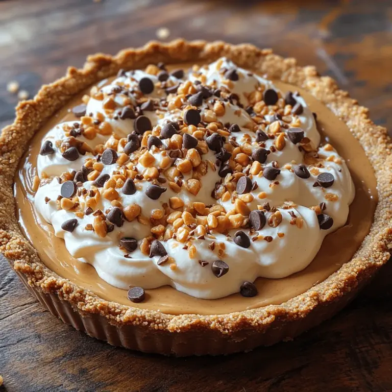 If you’re a fan of desserts that effortlessly blend creamy textures with nutty flavors, then the Creamy Delight Peanut Butter Pie is sure to become a favorite in your household. This decadent dessert is a harmonious blend of rich peanut butter and velvety cream, all nestled within a crisp, buttery graham cracker crust. Whether you’re looking to impress guests at a dinner party, celebrating a special occasion, or simply indulging in a sweet treat for yourself, this pie checks all the boxes.