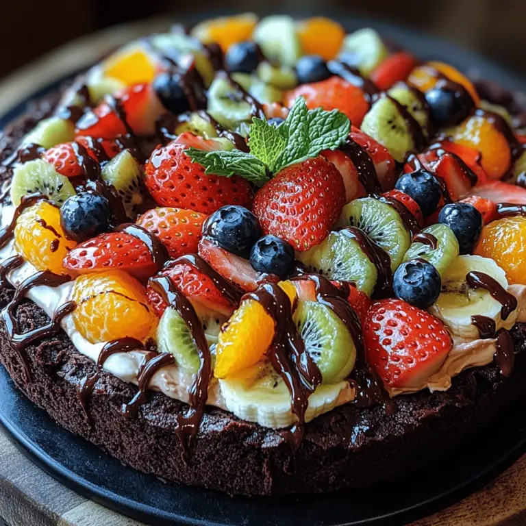 At the heart of this dessert is the brownie crust, which serves as a dense and fudgy base that provides the perfect foundation for the cream cheese frosting and fresh fruit toppings. The brownie crust is made using a delightful mix of butter, sugar, eggs, cocoa powder, and flour. This combination creates a rich and decadent texture that contrasts beautifully with the lightness of the frosting and the freshness of the fruits.