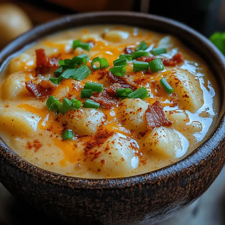 In the realm of comfort foods, few dishes rival the heartwarming embrace of a creamy potato soup. This Creamy Loaded Potato Bliss Soup is not only a delicious option for chilly evenings but also a versatile dish that can be tailored to suit various dietary preferences. Whether you opt for the traditional creamy base or a dairy-free alternative, this recipe guarantees satisfaction in every spoonful. With its rich flavors and creamy texture, this soup is perfect for family gatherings, cozy dinners, or even a simple meal after a long day.