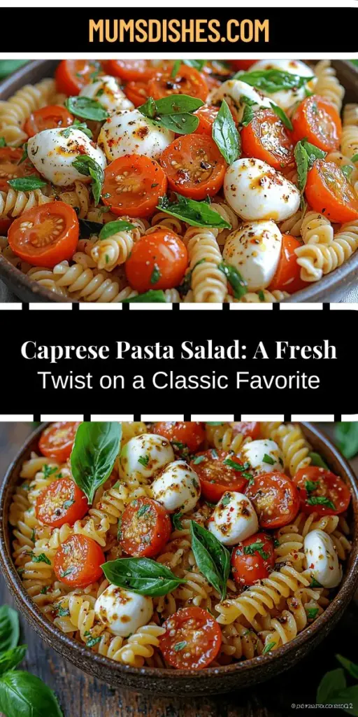 Discover the vibrant flavors of Caprese Pasta Salad Delight, a perfect blend of fresh tomatoes, creamy mozzarella, and aromatic basil, combined with hearty rotini pasta. This dish elevates the classic Caprese salad into a satisfying meal that's ideal for any occasion, from picnics to family dinners. With minimal cooking and a colorful array of fresh ingredients, it's an easy recipe that promises both nutrition and deliciousness. Impress your friends and family with this delightful fusion inspired by the sunny landscapes of Italy!