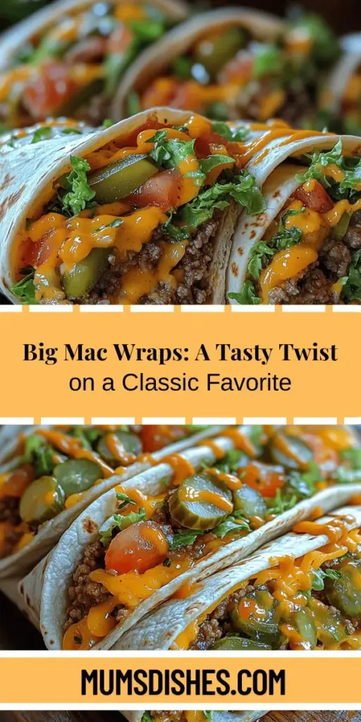 Discover the deliciously innovative Big Mac Wraps, a fun way to recreate the classic fast-food flavors at home. This easy recipe features juicy ground beef, fresh veggies, and signature condiments all wrapped in a soft tortilla, perfect for a quick lunch or party platter. Not only are these wraps satisfying, but they also allow for customization to cater to your dietary needs. Get ready to impress your family and friends with this culinary twist on a beloved favorite!