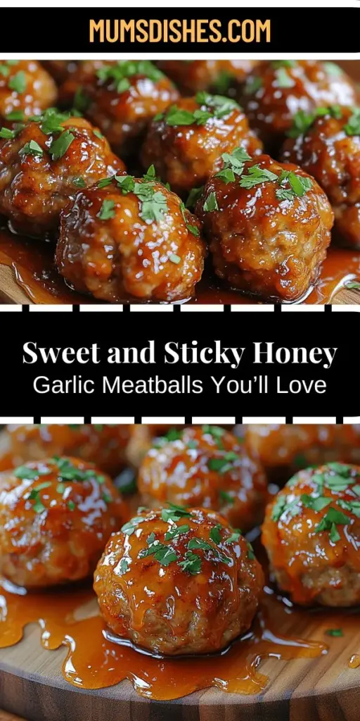 Discover the joy of cooking with this Sweet & Sticky Honey Garlic Meatballs recipe that brings rich flavors to your dinner table. This versatile dish is easy to make, combining savory meatballs with a delightful honey garlic sauce for a perfect balance of sweet and savory. Ideal for family dinners or gatherings, these meatballs can be served over rice, as an appetizer, or in a sandwich. Impress your guests and family with this quick, satisfying meal that is sure to become a favorite!