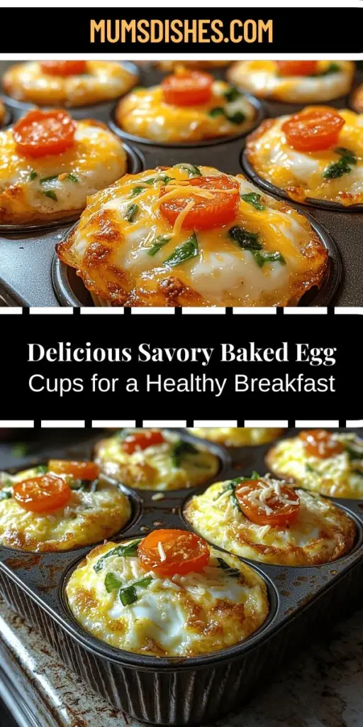 Looking for a quick, nutritious breakfast that the entire family will love? Try these Savory Baked Egg Cups! Packed with colorful veggies like bell peppers, spinach, and cherry tomatoes, along with protein-rich eggs and your choice of cheese, they’re both versatile and delicious. Easy to customize for different tastes, these egg cups are perfect for busy mornings or as a satisfying snack. Learn how to make them and discover their nutritional benefits in this delightful recipe!