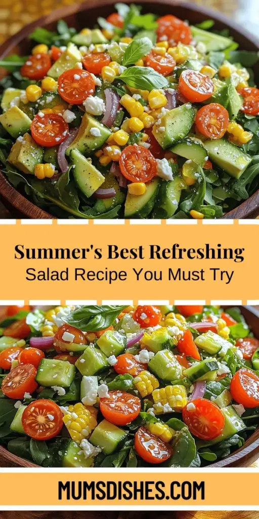 Beat the summer heat with a vibrant and refreshing salad that celebrates the season's freshest produce. This delightful recipe combines mixed greens, juicy cherry tomatoes, crunchy cucumbers, creamy avocados, and tangy feta cheese, all topped with a zesty lime dressing. It's not only a feast for the eyes but also a nutritious choice packed with vitamins and hydration. Perfect for picnics, barbecues, or a light lunch, this salad will keep you feeling energized and satisfied all summer long. Enjoy a burst of flavor with every bite!