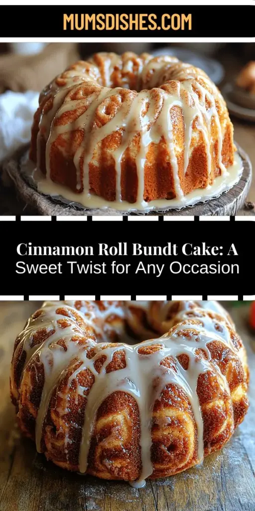Discover the delightful fusion of flavors in this Cinnamon Roll Bundt Cake that's perfect for any occasion. This recipe combines the comforting essence of traditional cinnamon rolls with the elegant presentation of a bundt cake. With layers of tender cake swirled with a rich cinnamon mixture and topped with a sweet glaze, it’s sure to impress your guests. Perfect for brunches, celebrations, or just a delicious everyday dessert, this cake will be a favorite. Happy baking!