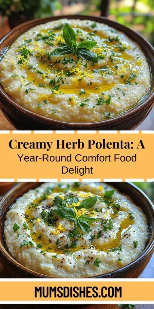 Discover the comforting and versatile world of Creamy Herb Polenta with a Twist, a delightful dish that's perfect year-round. This recipe combines rich cornmeal with fresh herbs for a creamy texture that's both flavorful and nutritious. Easy to customize, you can make it vegan or gluten-free to suit various dietary needs. Serve it as a side or as a hearty base for a vegetarian bowl, and elevate your dining experience with this delicious, wholesome dish.