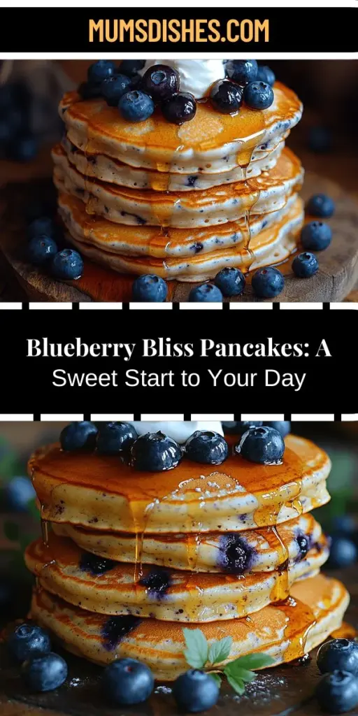 Start your mornings off right with these delicious Blueberry Bliss Pancakes! This easy recipe combines fluffy pancakes with the vibrant flavor of sweet blueberries, making it perfect for breakfast, brunch, or anytime you crave something special. Packed with the goodness of blueberries, known for their antioxidant properties and health benefits, these pancakes are as nutritious as they are delightful. Customize them with your favorite toppings and enjoy a delightful start to your day!
