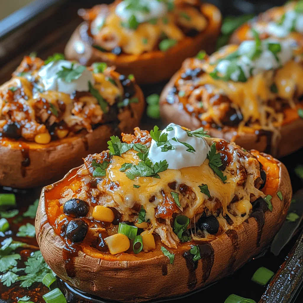 BBQ Chicken Stuffed Sweet Potatoes are a delightful fusion of flavor and nutrition that appeals to a variety of palates. This dish takes the classic comfort of baked sweet potatoes and elevates it by stuffing them with savory BBQ chicken, creating a meal that is not only satisfying but also bursts with taste. The combination of the sweetness from the potatoes, the tangy and smoky notes from the barbecue chicken, and the freshness of various toppings creates a multi-dimensional dining experience.