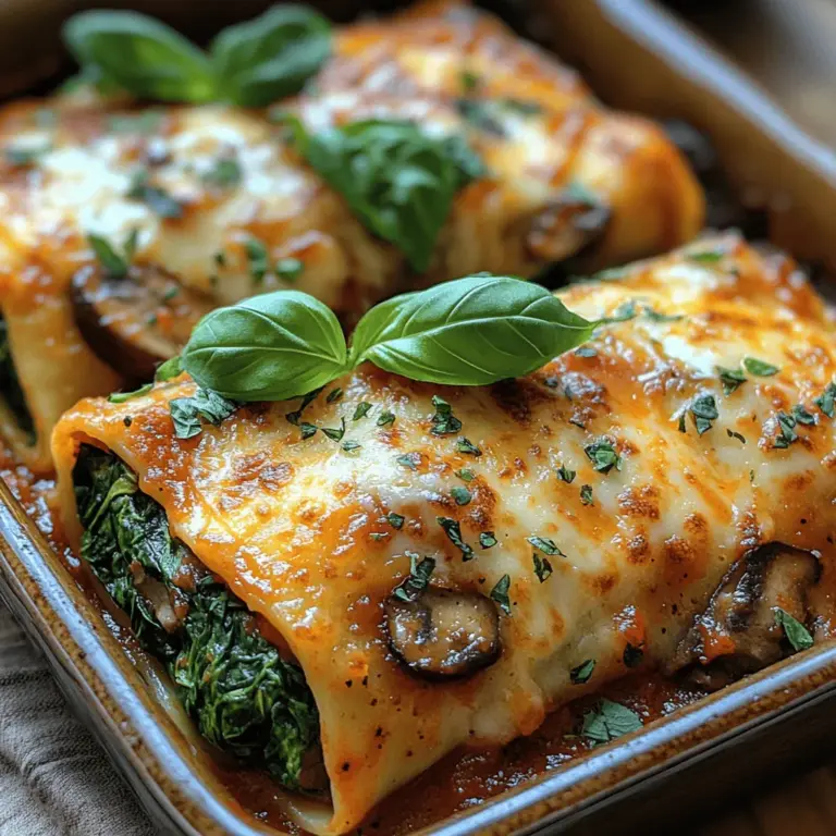 Discover the delightful world of vegetarian cuisine with our Spinach & Mushroom Lasagna Rolls recipe. This dish is not only a feast for the eyes but also a wholesome meal that combines the earthy flavors of mushrooms and the fresh taste of spinach, enveloped in tender lasagna noodles. Perfect for family dinners or meal prep, these lasagna rolls offer a unique twist on the classic lasagna while being both nutritious and satisfying. In this article, we'll guide you through each step of the recipe, provide insights into the ingredients, and share the benefits of this delicious dish.