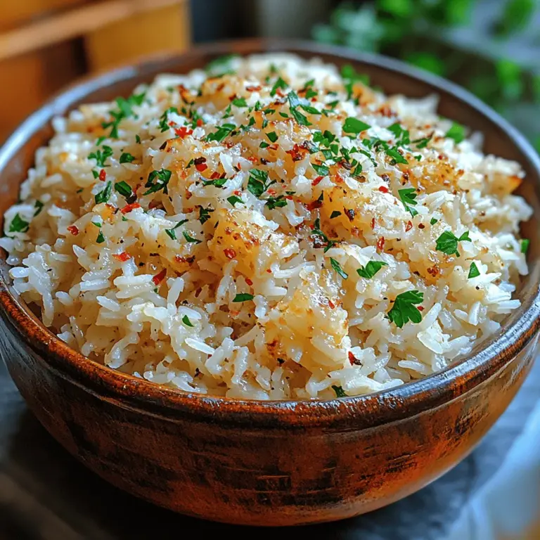 Garlic Parmesan Rice Delight is a culinary gem that stands out for its delightful balance of flavors and comforting texture. This dish has surged in popularity, becoming a beloved choice for both weeknight dinners and special occasions. With its rich garlic aroma and the nutty essence of freshly grated Parmesan cheese, it transforms a simple bowl of rice into an unforgettable experience.