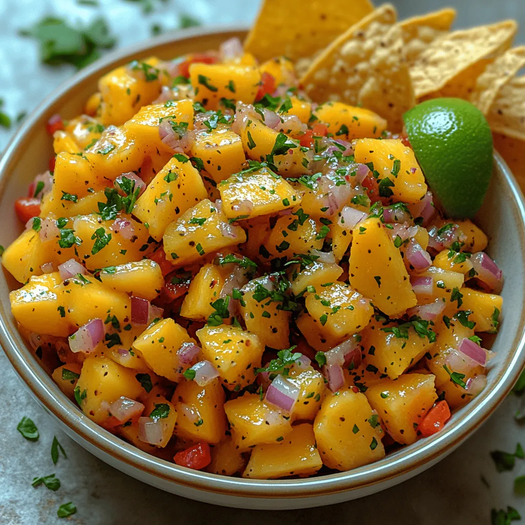 Welcome to the vibrant world of tropical flavors with our Tropical Fiesta Mango Pineapple Salsa. This refreshing salsa is a celebration of the sunny, warm notes of summer and is perfect for gatherings, parties, or simply as a casual snack. Imagine the sweetness of ripe mangoes mingling with the tartness of fresh pineapple, all elevated by zesty lime juice and a kick of heat from jalapeño peppers. This salsa not only tantalizes your taste buds but also offers a healthy option that will keep your guests coming back for more.