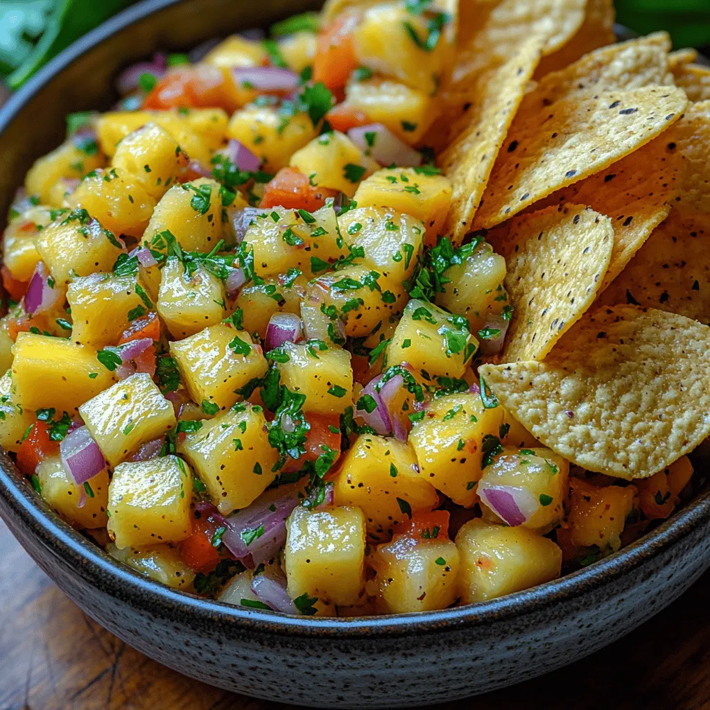 Welcome to the vibrant world of tropical flavors with our Tropical Fiesta Mango Pineapple Salsa. This refreshing salsa is a celebration of the sunny, warm notes of summer and is perfect for gatherings, parties, or simply as a casual snack. Imagine the sweetness of ripe mangoes mingling with the tartness of fresh pineapple, all elevated by zesty lime juice and a kick of heat from jalapeño peppers. This salsa not only tantalizes your taste buds but also offers a healthy option that will keep your guests coming back for more.