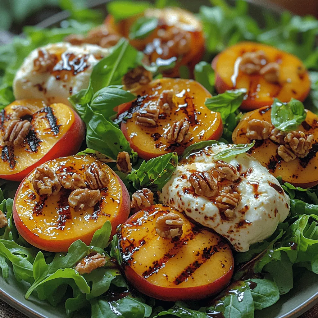 The visual appeal of a Grilled Peach & Burrata Salad is undeniable. The vibrant colors of the golden peaches, the creamy white burrata, and the rich greens create a feast for the eyes. But it’s not just about looks; each ingredient contributes to a multi-layered flavor experience. The sweet, juicy peaches provide a refreshing contrast to the rich, creamy burrata, while peppery arugula adds a touch of spice, and toasted walnuts introduce a delightful crunch.