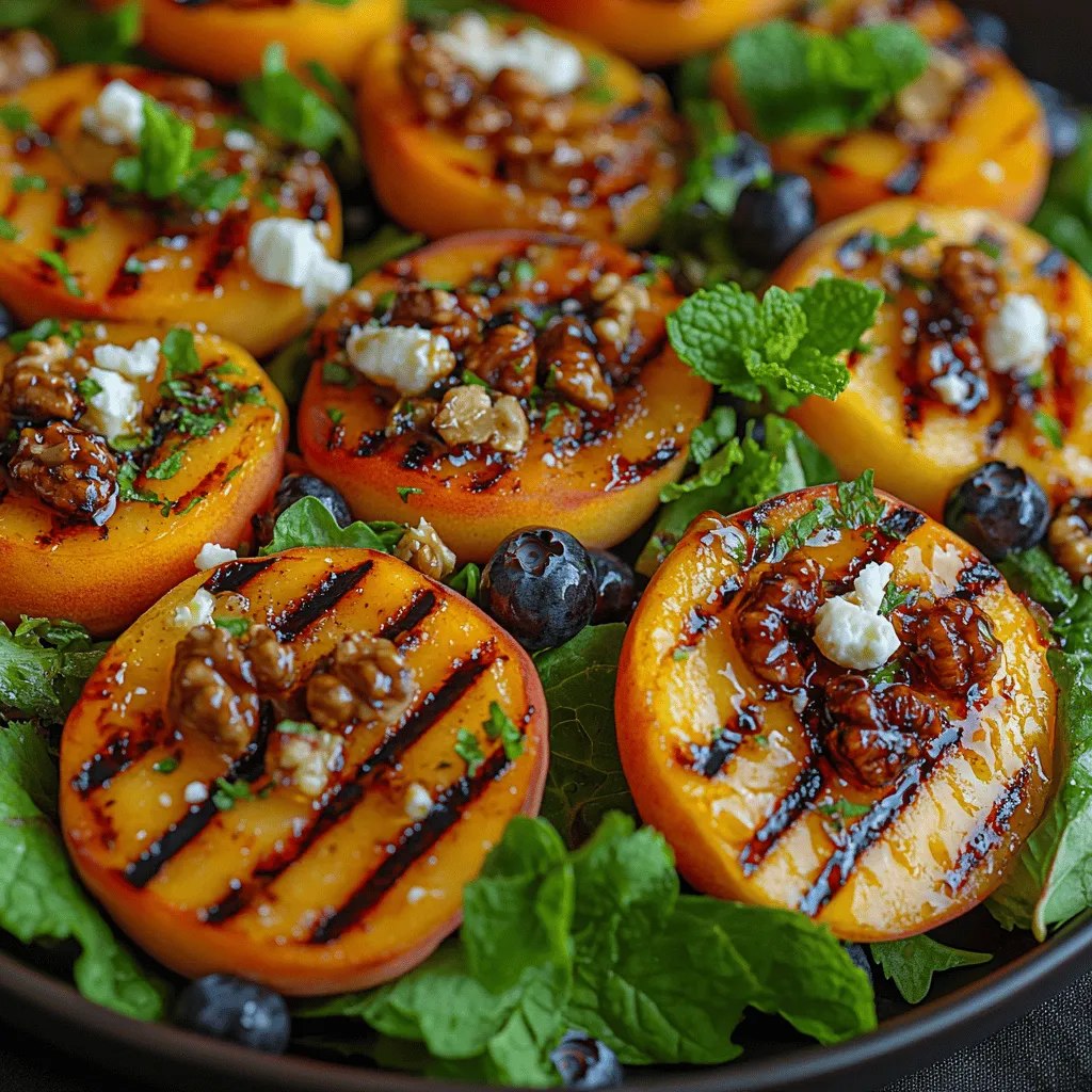 In recent years, the trend of incorporating grilled fruits into salads has gained traction among culinary enthusiasts. Grilling fruits like peaches not only enhances their natural sweetness but also adds a smoky depth that elevates the dish to new heights. When peaches are grilled, their sugars caramelize, creating a delicious contrast to the fresh, crisp greens and juicy blueberries that accompany them.