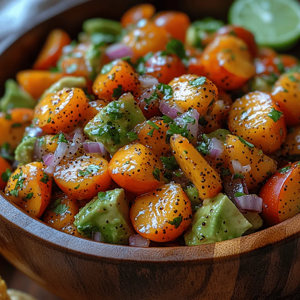 Peach Avocado Salsa is a sensory delight that plays with a variety of flavors and textures. The sweetness of the peaches is the star of the dish, offering a juicy burst that contrasts beautifully with the smooth, buttery texture of ripe avocados. Each bite delivers a harmonious combination that is both refreshing and satisfying.