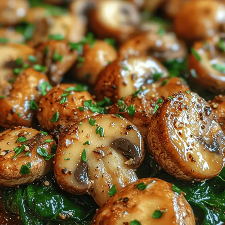 Garlic sautéed mushrooms with spinach is a vibrant and nutritious side dish that beautifully marries the earthy flavors of mushrooms with the fresh brightness of spinach. This dish not only tantalizes your taste buds but also offers a wealth of health benefits, making it an ideal choice for anyone looking to elevate their meal with a nutrient-packed accompaniment. Mushrooms are low in calories while being rich in vitamins, minerals, and antioxidants, while spinach brings a plethora of nutrients, including iron, calcium, and vitamins A and C. Together, they create a dish that is as wholesome as it is delicious.