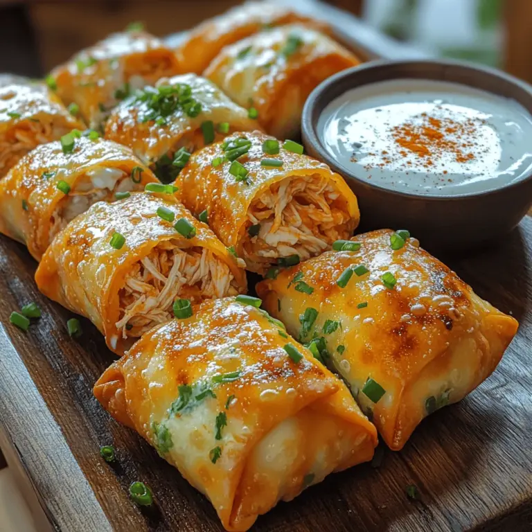 Buffalo chicken dishes have taken the culinary world by storm, becoming a staple in American cuisine, particularly among sports fans and party-goers. The fiery combination of tender chicken tossed in spicy buffalo sauce, paired with creamy cheese, is a flavor explosion that satisfies cravings for something bold and delicious. Now, imagine taking this beloved dish and wrapping it up in a crispy egg roll. That’s exactly what we’re doing with this Spicy Buffalo Chicken Egg Rolls recipe.