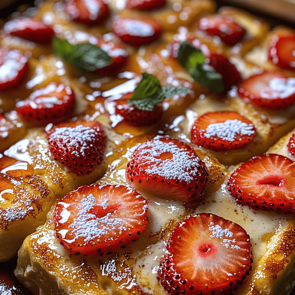 Imagine waking up to the tantalizing aroma of freshly baked French toast, infused with the sweet essence of ripe strawberries and a creamy custard that melts in your mouth. This is precisely what the Heavenly Strawberry Cream French Toast Bake offers—a delightful breakfast experience that elevates the traditional French toast to new heights. Ideal for family gatherings, brunch parties, or special occasions, this dish promises to impress both the eyes and the palate, making it a perfect centerpiece for any table.
