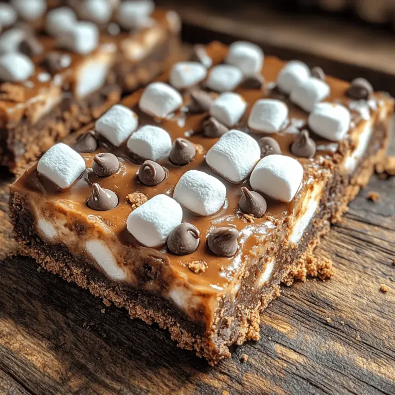 S'more Bliss Bars are a delightful dessert that captures the nostalgic flavors of classic s'mores while providing a modern twist. With their combination of graham crackers, gooey marshmallows, and rich chocolate, these bars deliver that same comforting experience we associate with summer campfires and cozy evenings under the stars. The beauty of S'more Bliss Bars lies in their simplicity; this no-bake dessert is easy to prepare and requires minimal effort, making it the perfect treat for any occasion—whether it's a backyard barbecue, a holiday gathering, or a cozy night in.