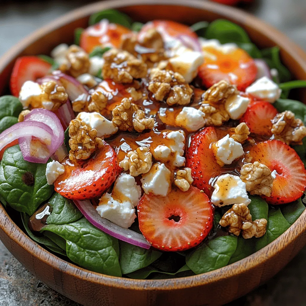 In the world of culinary delights, few dishes capture the essence of freshness and health quite like a vibrant salad. Salads have evolved beyond mere side dishes; they have become a celebration of seasonal ingredients, bringing together flavors, textures, and nutritional benefits in a single bowl. Among the myriad of salad options, the Strawberry Spinach Delight Salad stands out as a particularly enticing choice. With its combination of fresh spinach, juicy strawberries, creamy feta, and crunchy walnuts, this salad is a feast for both the eyes and the palate.