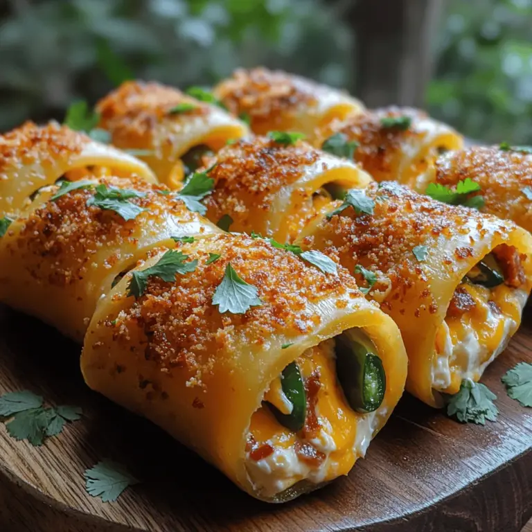 If you’re looking to elevate your snack game, look no further than our Crunchy Jalapeño Popper Wraps. These delightful bites take the beloved jalapeño popper to a new level by enveloping a rich and creamy filling in a crispy, golden-brown shell. Imagine the perfect blend of cheesy goodness and the spicy kick of jalapeños, all wrapped up and ready for dipping. Whether you’re hosting a party, gearing up for game day, or simply craving something delicious for dinner, these wraps are sure to impress your friends and family.