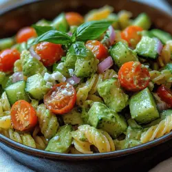 Once you’ve mixed your ingredients and dressed your Creamy Avocado Pasta Salad, it's crucial to let it chill in the refrigerator. Chilling enhances the flavors, allowing them to meld together beautifully. Ideally, let the salad sit for at least 30 minutes to an hour before serving. This resting period not only improves the taste but also allows the creamy avocado dressing to coat the pasta and vegetables evenly, creating a luscious texture.