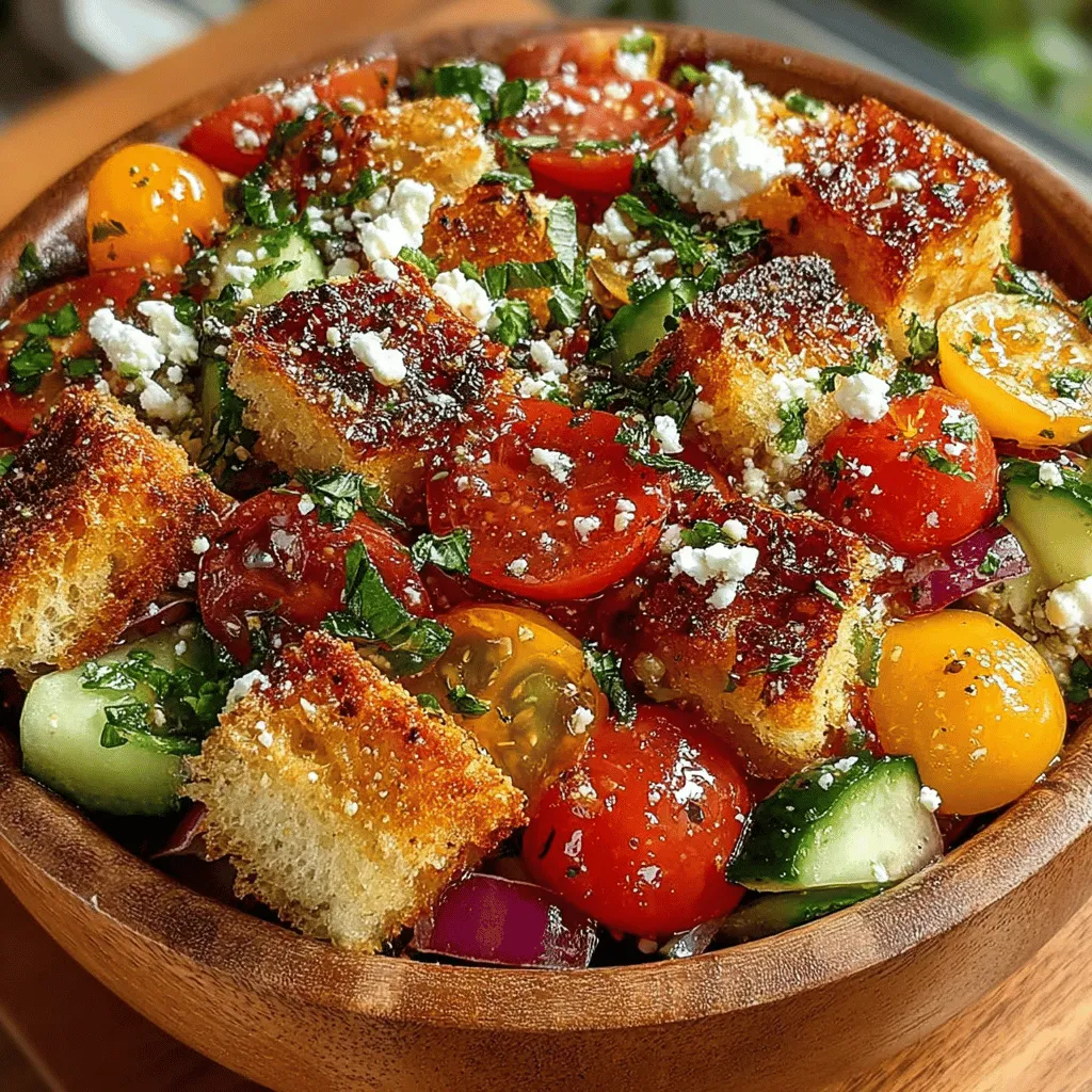 Panzanella salad is a classic Italian dish that beautifully embodies the essence of summer through its vibrant colors and fresh flavors. Originating from the rustic kitchens of Tuscany, this salad was traditionally created as a way to use up stale bread and excess vegetables, especially ripe tomatoes. The result is a delightful medley of textures and tastes that celebrates the bounty of the season. As we delve into the recipe for a Vibrant Tomato Basil Panzanella Salad, you’ll discover not only how to create this dish but also how it can transform simple ingredients into a refreshing meal perfect for summer gatherings or a light lunch.
