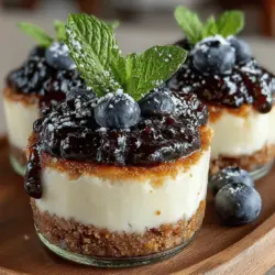 Indulging in a dessert that is both delicious and easy to prepare is a delight for any food lover. Luscious No-Bake Blueberry Cheesecake Cups are the perfect solution for those seeking a sweet treat without the hassle of baking. Imagine a creamy, velvety cheesecake base layered with fresh blueberries, all elegantly presented in individual cups. This dessert is not only a feast for the taste buds but also a visual delight, making it an ideal choice for gatherings, celebrations, or simply as a sweet finish to a weeknight dinner with family.