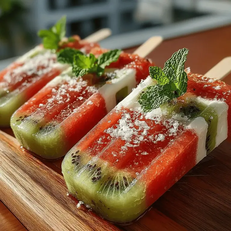Layering flavors is an essential technique in creating popsicles that are not only tasty but also exciting. Each layer of the Watermelon Kiwi Layered Pops offers a distinct taste profile. The sweet, hydrating watermelon provides a gentle sweetness that contrasts beautifully with the tartness of the kiwi. This dynamic duo not only makes for an enticing flavor combination but also enhances the overall tasting experience. As you savor each bite, the transition from one flavor to another keeps your palate engaged and refreshed.