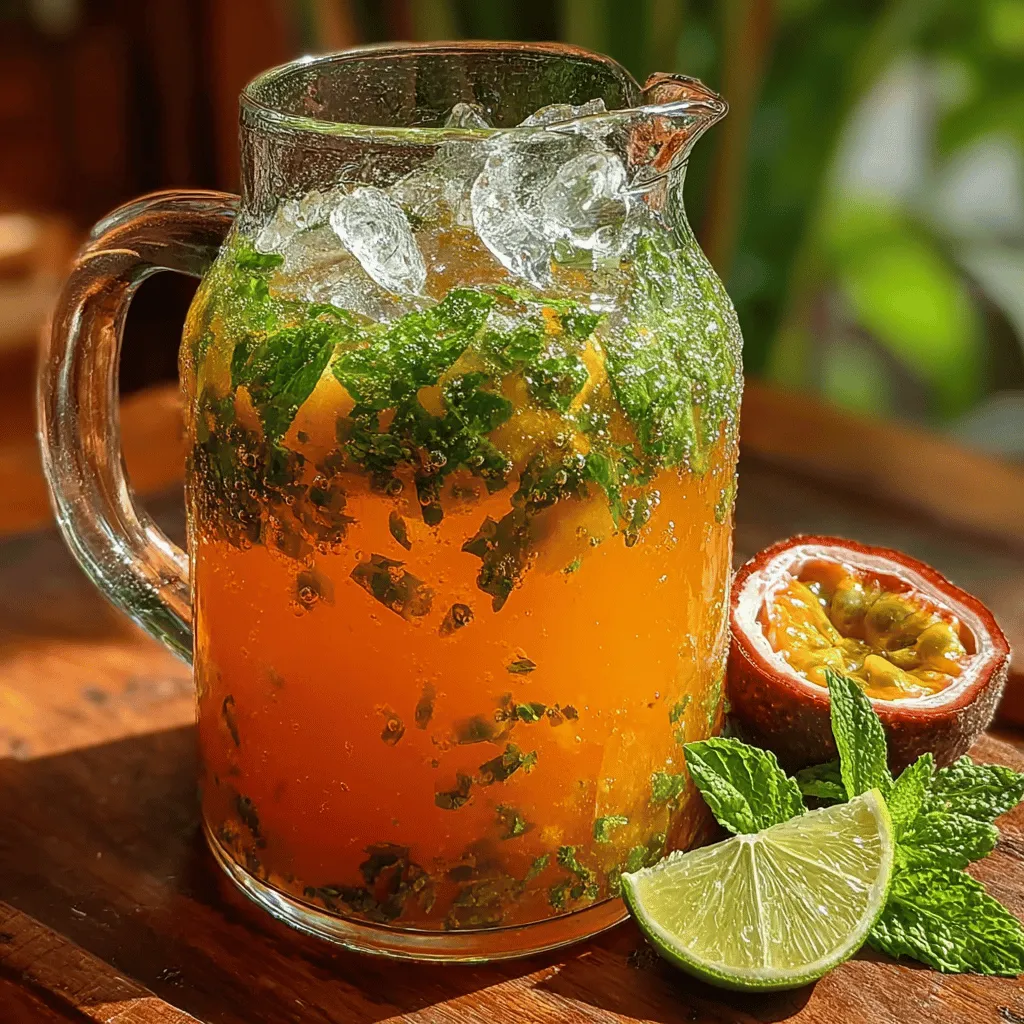 Mango Passionfruit Iced Tea is a delightful concoction that embodies the essence of summer with its vibrant flavors and refreshing qualities. This iced tea offers a delicious balance of sweetness from ripe mangoes, a zesty tartness from passionfruit, and aromatic notes from fresh mint. The interplay of these flavors creates a drink that is not only thirst-quenching but also invigorating, making it a perfect choice for hot days.