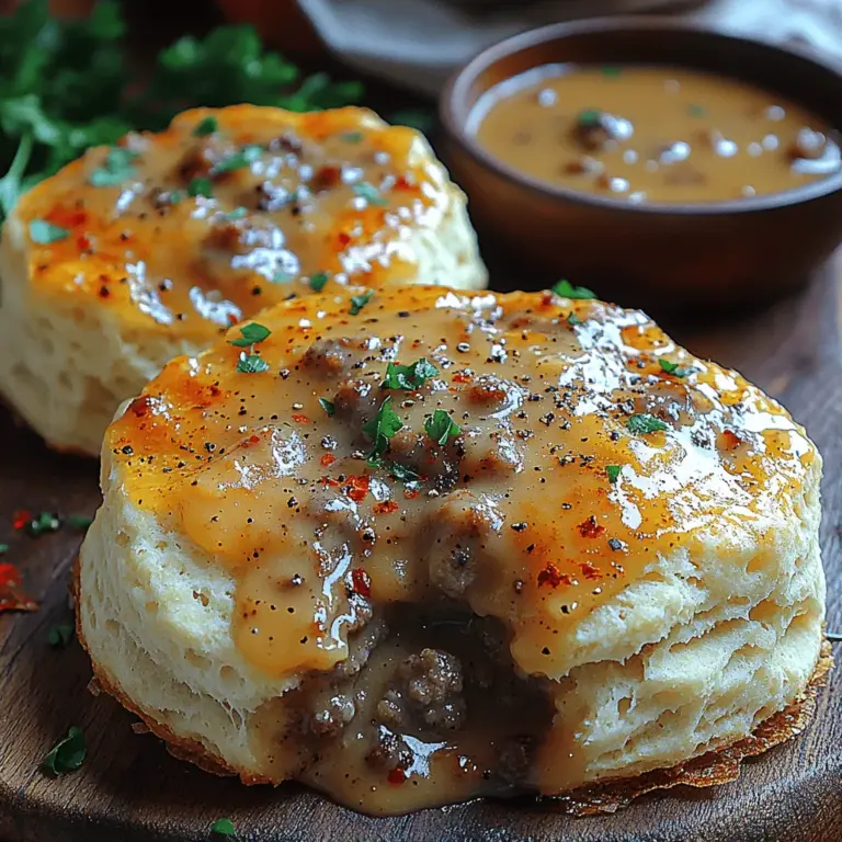 Fluffy buttermilk biscuits served with savory sausage gravy is a classic dish that embodies the heart of comfort food. Originating from the southern United States, this delightful combination is often enjoyed as a hearty breakfast or a satisfying brunch. The dish brings together the warm, tender biscuits with a rich and creamy gravy, creating a harmony of textures and flavors that has made it a beloved staple in many households. While its roots can be traced back to humble beginnings, the dish has evolved into a culinary tradition that evokes nostalgia and warmth, making it a favorite for family gatherings and special occasions alike.