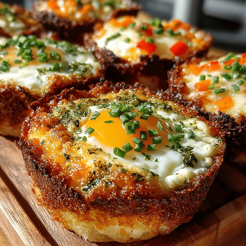 One of the great things about the Golden Hash Brown Egg Breakfast Cups is their versatility. You can easily customize the recipe to suit your taste preferences or dietary needs by incorporating different meats and vegetables. Consider adding cooked and crumbled sausage, diced ham, or crispy bacon for a heartier option. If you prefer a vegetarian breakfast, sautéed bell peppers, spinach, or mushrooms work wonderfully. Try incorporating seasonal vegetables such as zucchini in the summer or roasted butternut squash in the fall for added flavor and nutrition. By mixing and matching ingredients, you can create your perfect breakfast cup!