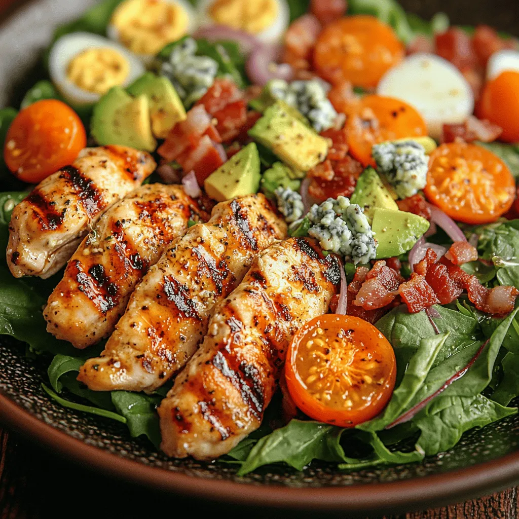 Discover the vibrant flavors and satisfying textures of a Grilled Chicken Cobb Salad, a wholesome dish that marries protein-packed chicken with a medley of fresh vegetables and rich toppings. This recipe is not merely a treat for the taste buds; it’s also a nutritious meal option that can easily fit into various dietary preferences. The Cobb Salad has its roots in American cuisine, traditionally featuring ingredients like chicken, bacon, eggs, and a colorful array of vegetables, all artfully arranged to create a feast for both the eyes and the palate.