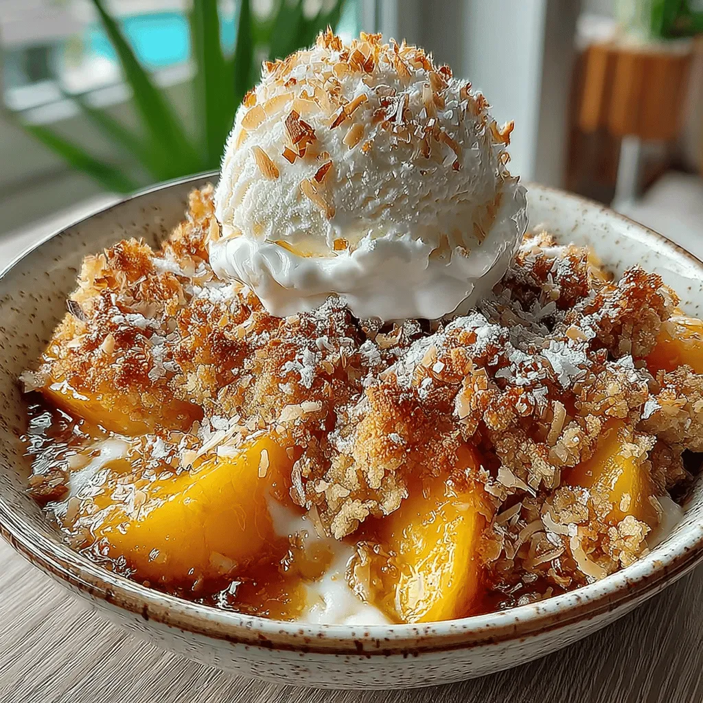 When the warm sun beckons and the days stretch longer, there's nothing quite like the delightful aroma of a freshly baked dessert wafting through the air. Enter the Tropical Coconut Peach Crisp, a dish that perfectly encapsulates the essence of summer with its vibrant flavors and comforting textures. This dessert is more than just a sweet treat; it’s an inviting medley of juicy peaches and rich coconut that instantly transports you to a sun-kissed paradise.