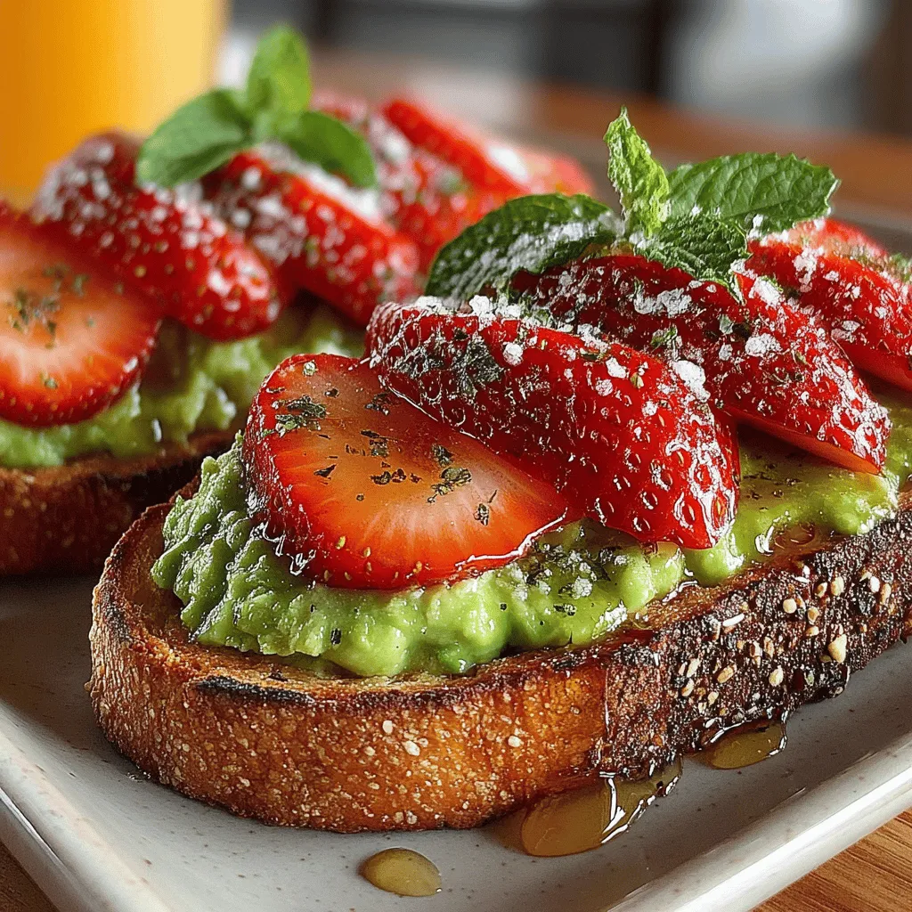 Personalizing your Strawberry Avocado Bliss Toast can elevate your culinary experience. While the basic recipe is delightful on its own, adding a dash of black pepper or fresh mint can enhance the overall flavor profile. Black pepper provides a subtle heat that contrasts beautifully with the creaminess of the avocado and the sweetness of the strawberries. A sprinkle of freshly cracked black pepper not only adds depth but also aids in the absorption of nutrients, making your toast even more beneficial.