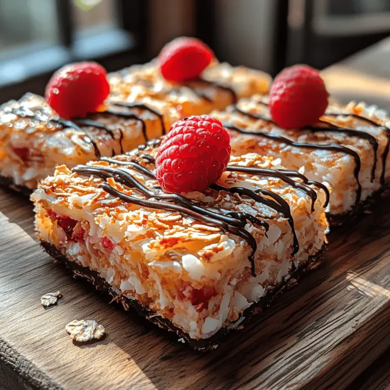 Are you in search of a delicious yet nutritious snack that satisfies your sweet tooth without the guilt? Look no further than Sweet Raspberry Coconut Slices. This delightful treat combines the natural sweetness of raspberries with the rich, tropical flavor of coconut, creating a perfect harmony of taste and texture. These slices are not only simple to make but also serve as a versatile option for various occasions, whether you're planning a quick snack, looking for a healthy dessert alternative, or wanting to add something special to your meal prep.