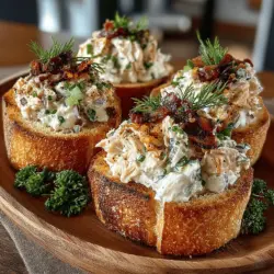 Mini Tuna Salad Toast Circles are an inviting and versatile dish that masterfully combines the rich, savory flavors of tuna salad with the satisfying crunch of toasted bread. These bite-sized delights serve as perfect appetizers, quick snacks, or light meals, making them an excellent choice for gatherings, brunches, or even a simple weekday lunch. One of the most appealing aspects of this recipe is its ease of preparation; you can whip up these tasty circles in no time, ensuring that you have a nourishing option ready whenever hunger strikes. Not only are they delicious, but they are also packed with protein and essential nutrients, making them a health-conscious choice.