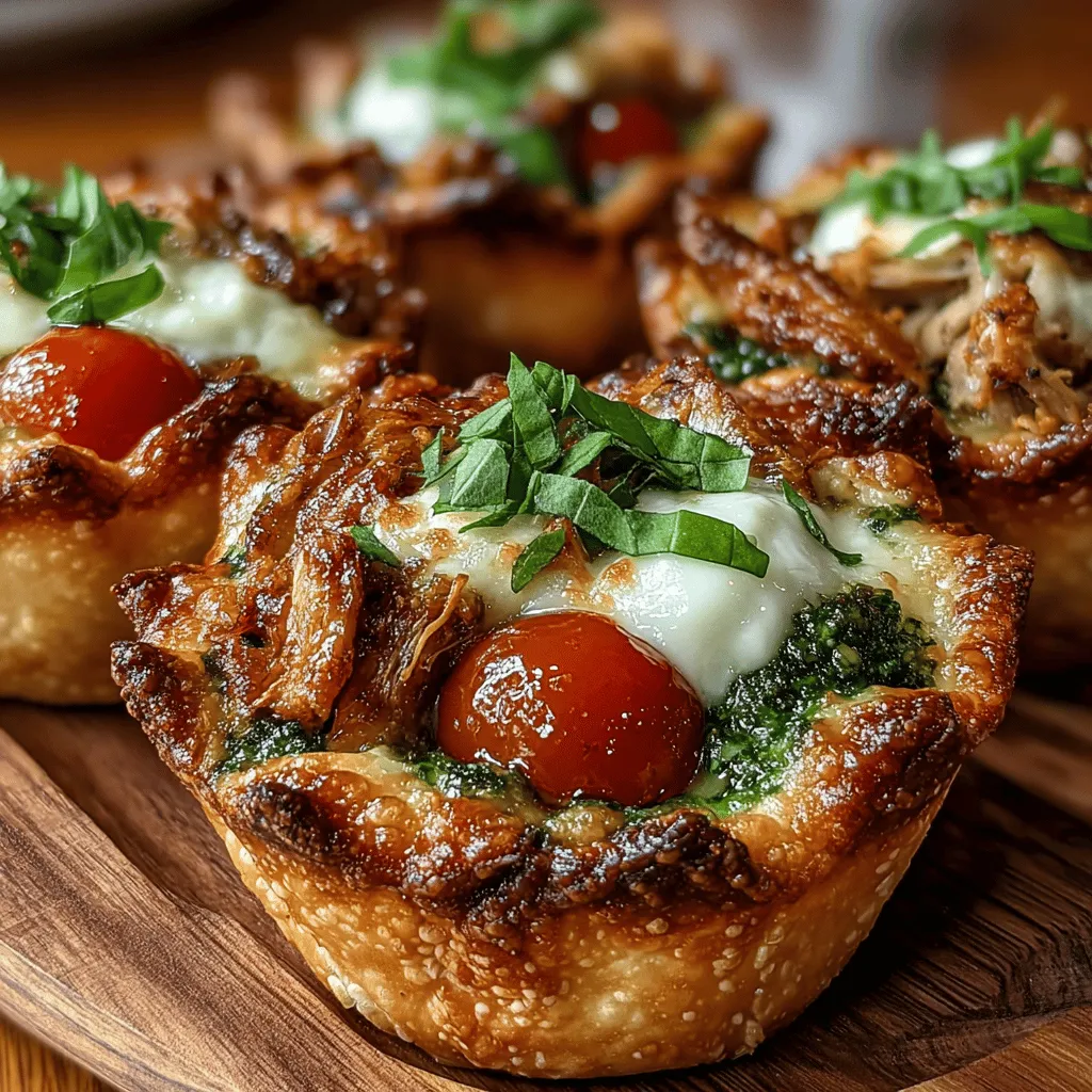 Mini chicken pesto wonton cups are an exciting and versatile appetizer that can elevate any gathering, from lively parties to intimate family dinners. These bite-sized delights are the perfect combination of tender chicken, aromatic basil pesto, and a symphony of cheesy goodness, making them a guaranteed crowd-pleaser. The appeal of this recipe lies not only in its delicious flavor but also in its ease of preparation. Utilizing wonton wrappers, these cups become crispy vessels that hold a delightful mixture, ensuring every bite is a textural and flavorful experience.