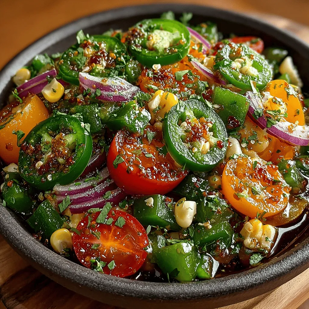 In the culinary landscape, few dishes can match the vibrant flavor profile and versatility of the Spicy Pickled Jalapeño Salad Bowl. This dish is not just a salad; it's a zesty celebration that showcases the delightful interplay of fresh vegetables, a tangy pickling brine, and the heat of jalapeños. Whether served as a refreshing side dish, a bold topping for tacos, or a colorful addition to grilled meats, this salad bowl is sure to tantalize your taste buds and elevate your meal experience.