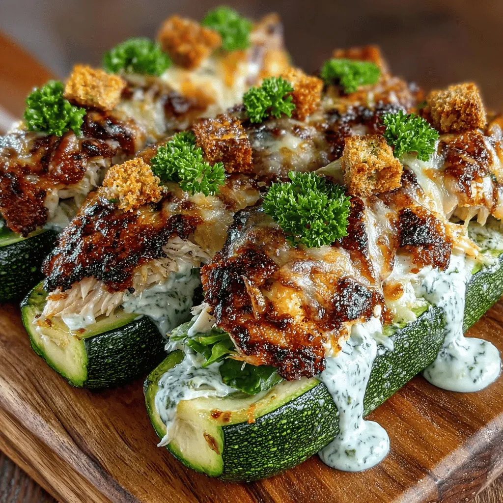 Zesty Zucchini Chicken Caesar Boats offer an innovative twist on the classic Caesar salad, transforming traditional ingredients into a delightful and nutritious dish. This recipe marries the freshness of zucchini with savory chicken, all enveloped in a creamy Caesar dressing that elevates the flavors to new heights. Ideal for those seeking a healthier yet satisfying meal, these zucchini boats serve as a perfect main dish that showcases how to incorporate wholesome ingredients into your everyday cooking.