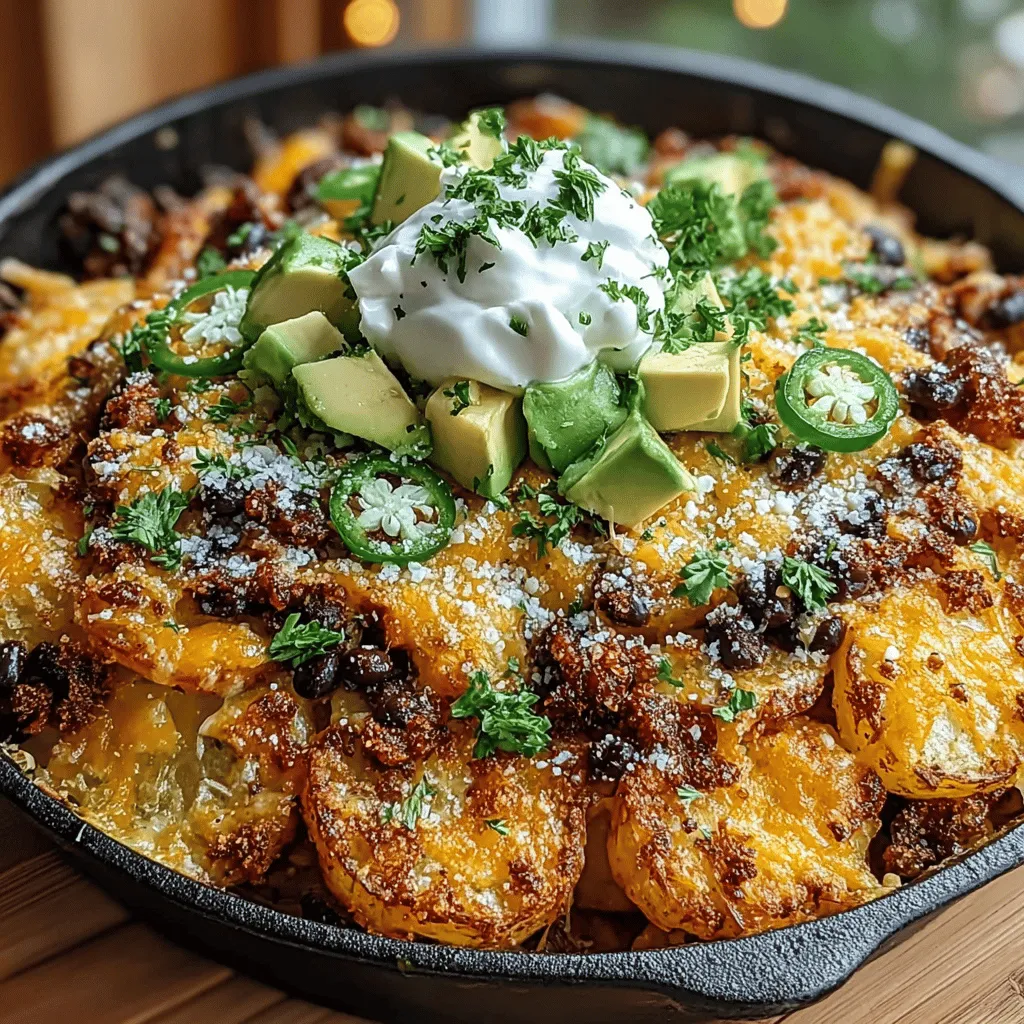 Nachos have long been a beloved snack, often serving as the ultimate comfort food during game nights, casual gatherings, or even cozy evenings at home. The classic combination of tortilla chips layered with melted cheese, jalapeños, and an array of toppings creates an irresistible dish that has captured the hearts—and appetites—of many. However, if you're looking to elevate your nacho game, the Crispy Parmesan Potato Nacho Skillet offers a delightful twist on this traditional favorite. By swapping out tortilla chips for Yukon Gold potatoes, this recipe transforms nachos into a hearty, comforting dish that is both satisfying and bursting with flavor.