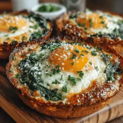 In the world of breakfast and brunch, finding a dish that is both nutritious and delicious can often feel like a challenge. The Cheesy Baked Egg and Spinach Nests are a perfect solution, offering a delightful blend of flavors and textures that can be enjoyed at any meal. This recipe is ideal for those busy mornings when you crave something hearty yet wholesome, as well as for leisurely weekend brunches where you want to impress guests with minimal effort. These nests not only serve as a beautiful centerpiece on your table but also pack a nutritional punch, making them a standout choice for any meal.