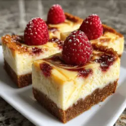 Frozen Lemon Raspberry Swirl Bars are a delightful treat that captures the essence of summer in every bite. Perfectly balancing tartness and sweetness, these bars are an excellent choice for warm days, outdoor gatherings, or simply as a refreshing dessert to brighten your day. The combination of zesty lemon and juicy raspberries, all resting on a buttery graham cracker crust, makes these bars irresistible to anyone who loves a good fruity dessert.