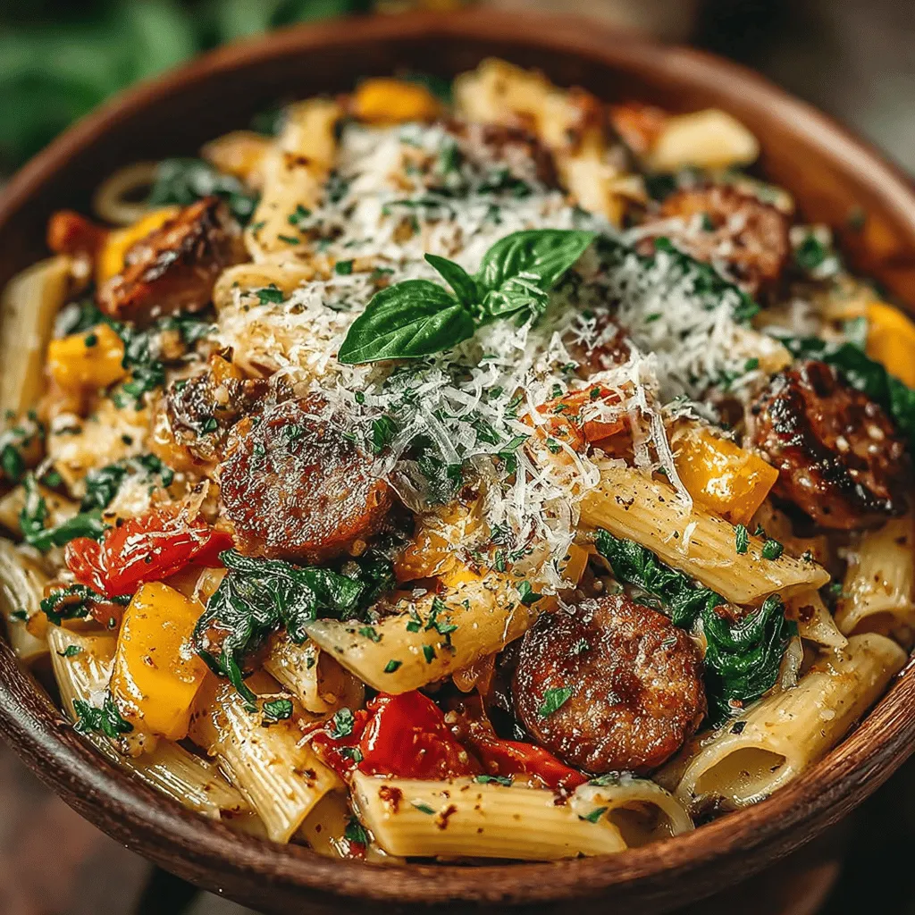 When it comes to slow cooking, timing and temperature are paramount. For this Cozy Autumn Crockpot Chicken Sausage Pasta, you’ll want to cook the dish on <strong>low for 6-8 hours</strong> or on <strong>high for 3-4 hours</strong>. The choice between low and high cooking settings can significantly affect the final outcome.” /></p>
</p>
<h2>Cooking Process</h2>
</p>
<h3>Cooking Time and Temperature</h3>
</p>
<p>When it comes to slow cooking, timing and temperature are paramount. For this Cozy Autumn Crockpot Chicken Sausage Pasta, you’ll want to cook the dish on <strong>low for 6-8 hours</strong> or on <strong>high for 3-4 hours</strong>. The choice between low and high cooking settings can significantly affect the final outcome.</p>
</p>
<p>The <strong>low setting</strong> allows for a gentle simmer, which is ideal for drawing out the rich flavors of the chicken sausage and vegetables, creating a harmonious blend that deepens over time. On the other hand, the <strong>high setting</strong> is perfect for those who are short on time but still want to enjoy a hearty, comforting meal. However, slower cooking is highly recommended for maximizing flavor development, allowing the spices and ingredients to meld perfectly together.</p>
</p>
<h3>Cooking the Pasta Separately</h3>
</p>
<p>While it may be tempting to toss the pasta directly into the crockpot to soak up all those delicious flavors, it’s recommended to cook the pasta separately. This method ensures that the pasta retains its desirable texture—al dente, not mushy.</p>
</p>
<p>To achieve the perfect pasta texture, follow these best practices:</p>
<p>– <strong>Timing</strong>: Cook the pasta just until al dente, usually one to two minutes less than the package instructions suggest. It will continue to soften slightly once mixed with the sauce.</p>
<p>– <strong>Rinsing</strong>: After draining the pasta, rinse it under cold water to stop the cooking process and to prevent it from sticking together.</p>
<p>– <strong>Tossing with Oil</strong>: Lightly coat the cooked pasta with olive oil to further prevent clumping before adding it to the crockpot.</p>
</p>
<h2>Finishing Touches</h2>
</p>
<h3>Adding Spinach</h3>
</p>
<p>Adding spinach as one of the final steps enhances the dish both visually and nutritionally. As the spinach wilts in the warm sauce, it retains its bright green color while infusing the dish with additional vitamins and minerals. Spinach is rich in iron and antioxidants, making it a healthy addition that complements the hearty chicken sausage.</p>
</p>
<p>To incorporate spinach effectively, add it to the crockpot about 15-20 minutes before serving. This allows just enough time for the leaves to wilt without losing their vibrant color and nutrients.</p>
</p>
<h3>Combining Ingredients</h3>
</p>
<p>After the pasta has been cooked and drained, gently fold it into the crockpot with the chicken sausage mixture. Here are some tips to ensure a successful combination:</p>
<p>– <strong>Use a Large Spoon</strong>: A large, sturdy spoon or spatula is essential for the task. This will help you mix without breaking the pasta.</p>
<p>– <strong>Gently Fold</strong>: Instead of stirring vigorously, use a folding motion to combine the pasta and sauce. This technique minimizes the risk of damaging the pasta, preserving its shape and texture.</p>
</p>
<h2>Serving Suggestions</h2>
</p>
<p>Presentation is key when it comes to serving this comforting dish. Here are some tips to enhance the meal experience:</p>
<p>– <strong>Plate with Care</strong>: Use a large serving bowl or individual plates to present the pasta. A rustic, wide bowl accentuates the cozy autumn theme and invites diners to dig in.</p>
<p>– <strong>Accompaniments</strong>: Serve the pasta alongside a fresh side salad, which provides a crisp contrast to the warm, hearty dish. Crusty garlic bread is also a perfect pairing, allowing diners to scoop up any leftover sauce.</p>
</p>
<p>Garnishing plays an essential role in elevating the dish’s flavor and aesthetic. Fresh basil leaves add a fragrant touch, while a sprinkle of grated Parmesan cheese introduces a savory note that ties the dish together.</p>
</p>
<h2>Nutritional Information</h2>
</p>
<p>Understanding what you’re consuming can greatly enhance your meal experience. This Cozy Autumn Crockpot Chicken Sausage Pasta serves approximately <strong>6-8 portions</strong>, and here’s a general breakdown of calorie content and nutritional benefits per serving:</p>
<p>– <strong>Calories</strong>: Approximately <strong>400-500 calories</strong>, depending on the specific pasta and sausage brands used.</p>
<p>– <strong>Protein</strong>: The dish is a great source of protein, thanks to the chicken sausage, providing around <strong>20-25 grams</strong> per serving.</p>
<p>– <strong>Fiber</strong>: With the addition of vegetables and whole grain or legume-based pasta, expect around <strong>5-7 grams</strong> of fiber, promoting digestive health.</p>
</p>
<p>For those with dietary considerations, such as gluten sensitivity, consider substituting traditional pasta with gluten-free alternatives made from rice, quinoa, or lentils. This allows everyone to enjoy the comforting flavors without compromising dietary needs.</p>
</p>
<h2>Conclusion</h2>
</p>
<p>This Cozy Autumn Crockpot Chicken Sausage Pasta is the epitome of warmth and comfort, bringing together rich flavors and easy preparation. The slow cooking process allows the ingredients to meld beautifully, creating a dish that is not only satisfying but also perfect for family gatherings during the chilly autumn months.</p>
</p>
<p>The combination of hearty chicken sausage, tender vegetables, and perfectly cooked pasta topped with fresh spinach and garnished with basil and Parmesan creates a meal that is sure to warm hearts. Don’t hesitate to explore variations of this recipe to suit your taste preferences—consider adding seasonal vegetables, swapping chicken sausage for turkey or vegetarian options, or experimenting with different herbs and spices.</p>
</p>
<p>Bring this delightful dish to your dinner table, and enjoy the cozy atmosphere it creates for you and your loved ones. Whether it’s a busy weeknight or a leisurely weekend meal, this recipe is designed to bring comfort and satisfaction in every bite.</p>
</div>