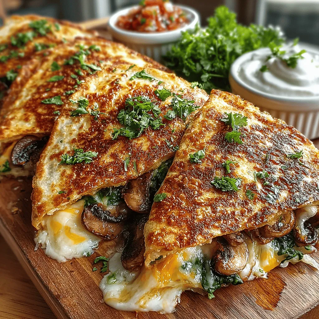 Delve into the delightful world of Mini Mushroom Spinach Quesadilla Pockets, a dish that perfectly marries flavor and convenience. These bite-sized treats are not just an explosion of savory goodness; they also provide a satisfying, cheesy experience that appeals to a wide range of palates. With the delicious combination of earthy mushrooms and vibrant spinach, these quesadilla pockets are ideal for a quick meal, an engaging appetizer, or even a party snack. Whether you're a busy professional needing a fast weeknight dinner or hosting a leisurely gathering with friends, these quesadilla pockets are an excellent choice.